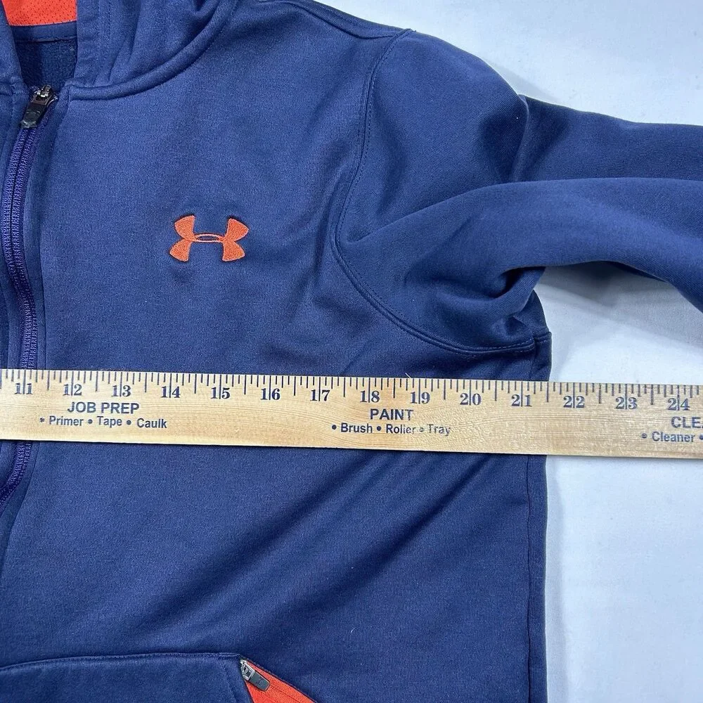 Under Armour Jacket Hooded Boys M L ? Blue Orange Hoodie Full Zip Athletic Sport
